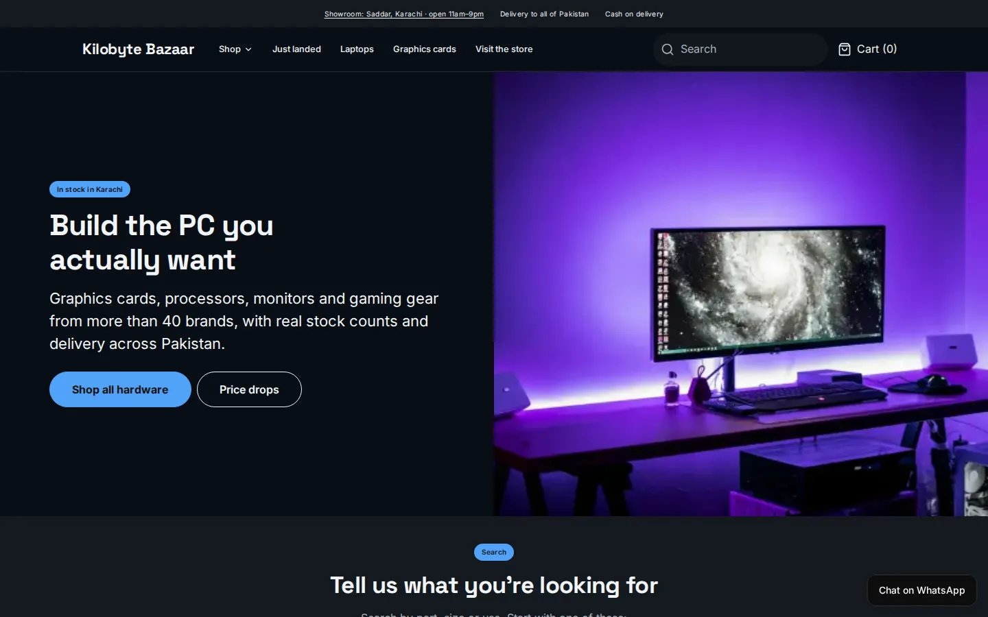 Kilobyte Bazaar storefront on desktop