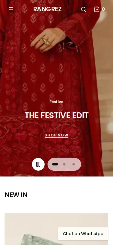 Rangrez storefront on mobile